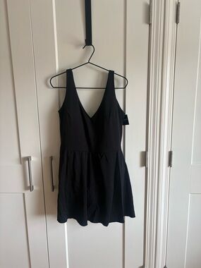 SPANX Black V-Neck One-Piece Swimdress with Flared Skirt